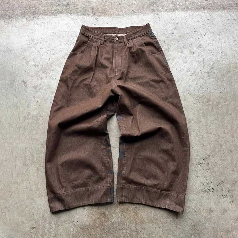 2K Fashion Vintage Jeans Camouflage Pattern Printing Leather Patch High Waist Wide Leg Jeans Trend Men Women Casual Streetwear X250718