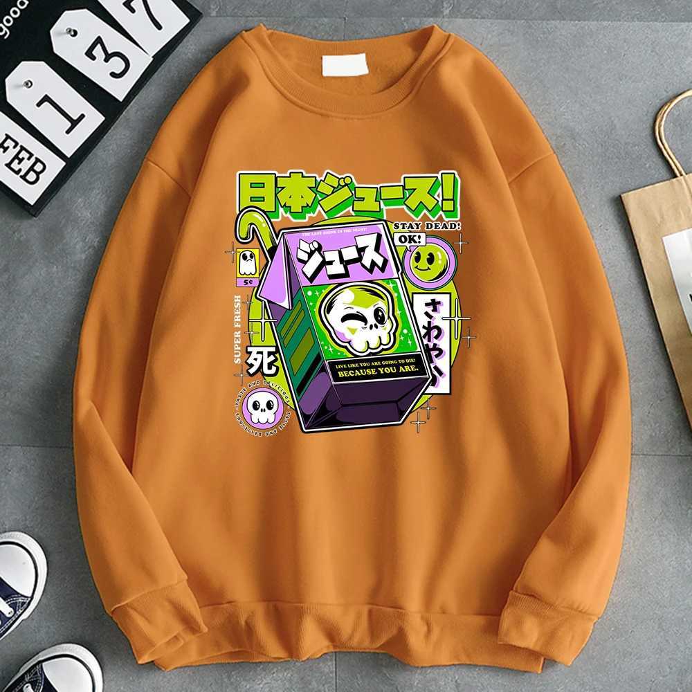 Autumn Simple Women Sweatshirts Skull Poison The Last Drink In The Night Print Hoodie Fce Soft Pullover Loose Warm Clothes XJ250717