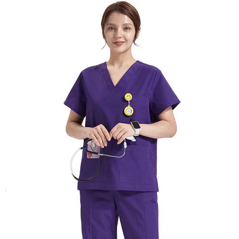 Ultra Light Scrub Set Medical Nurse Uniform for Women Men Hospital Doctor Workwear Poplin Fabric Veterinary Surgical Outfit 8020 Z250718