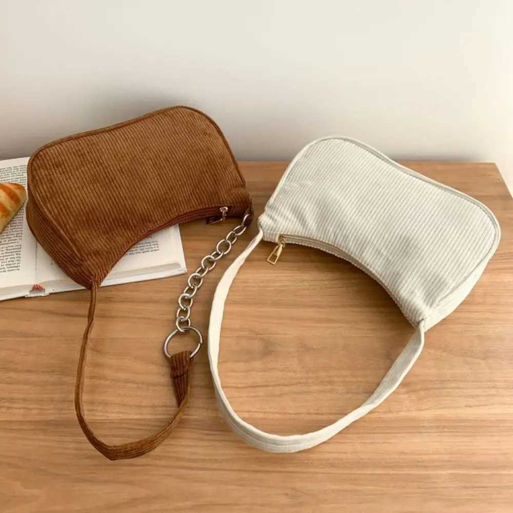 Exquisite Corduroy Shoulder Bags Zipper Female Handbag Casual Women Shoulder Bags Female Chain Handbag Underarm Bag XJ250718