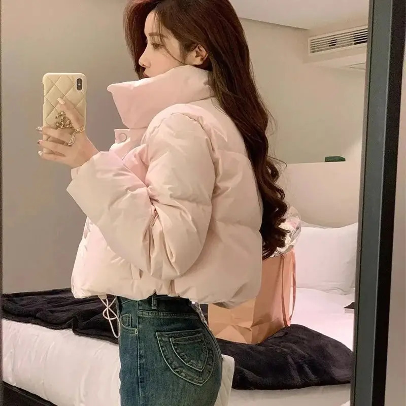 Light Pink A-liber Cotton Jacket for Women Short and Short 204 Winter Item Loose Korean Version Bread Jacket Trendy Jacket S 250716
