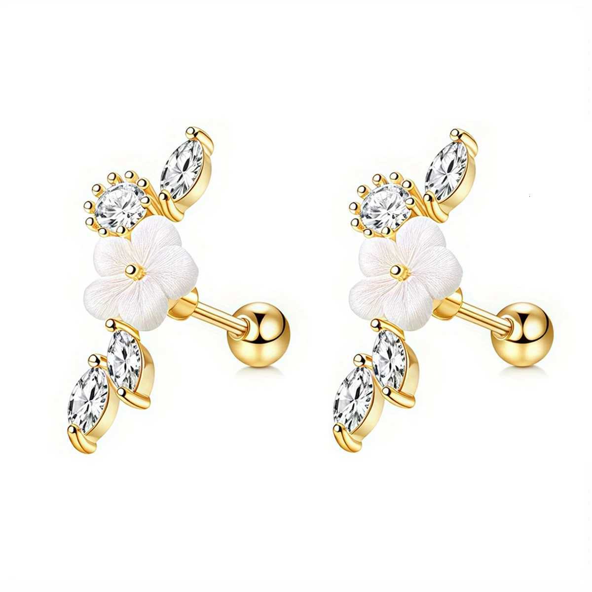 2Pcs 16G Stainless Steel Screw Back Stud Earrings for Women Cubic Zirconia Cartilage Conch Helix Ear Piercing Jewelry X250718