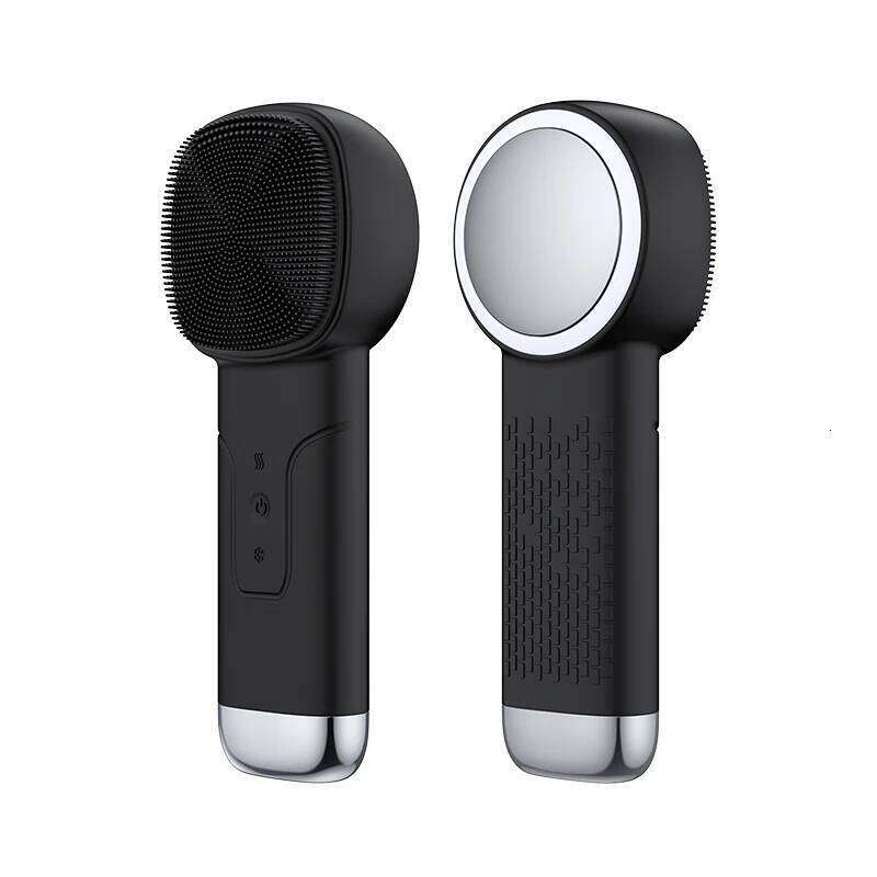 Hot and Cold Soft Silicone Facial Massager Red Blue LED Light Electric Face Cleaning Brush