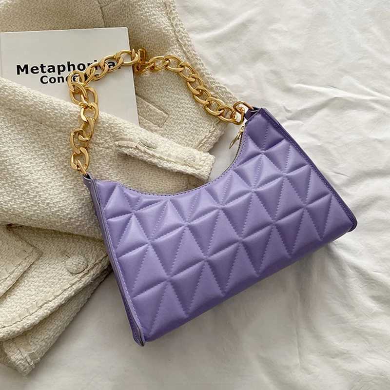 Fi Simple Underarm Shoulder Bags for Women Plaid PU Leather Armpit Handbags Purse Female New Design Pouch Hobo Bag XJ250718