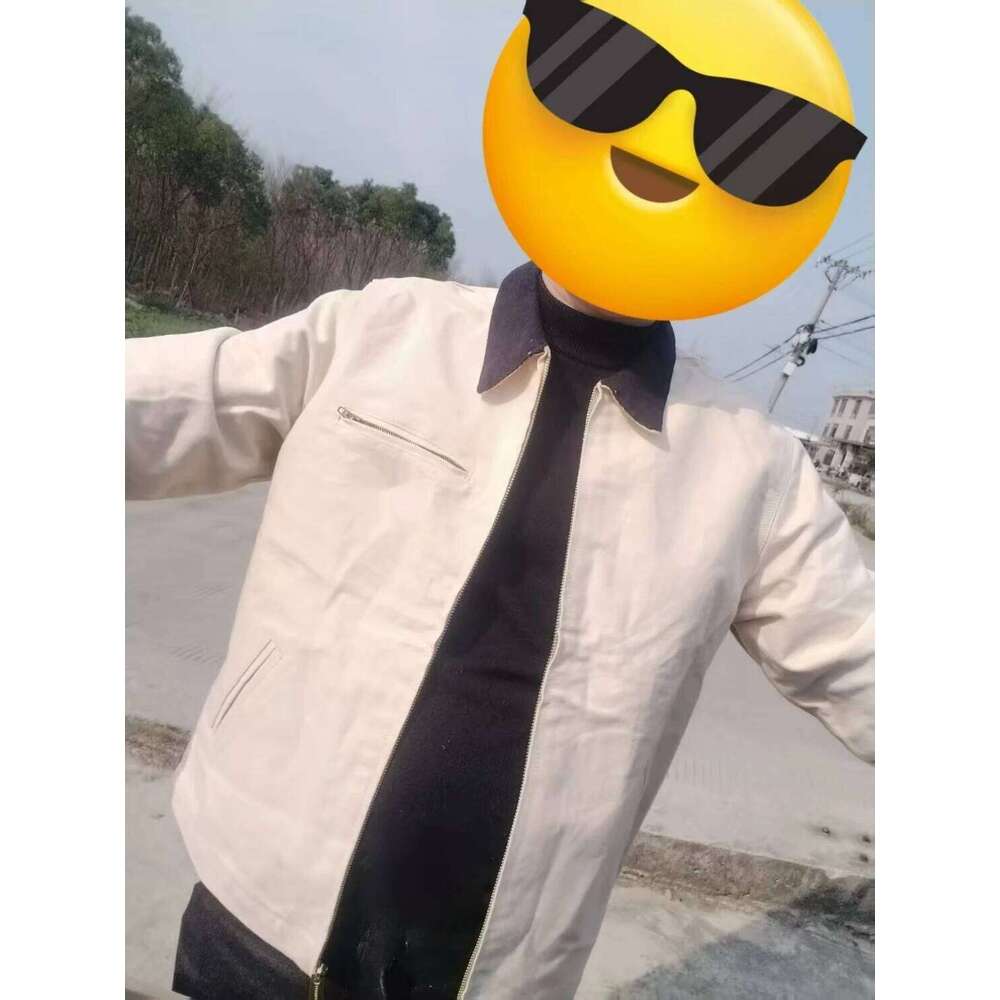 Fashion Vintage Washed Canvas Denim Multi Pocket Stand Up Collar Couple Jacket Detroit Five Color Thin Workwear