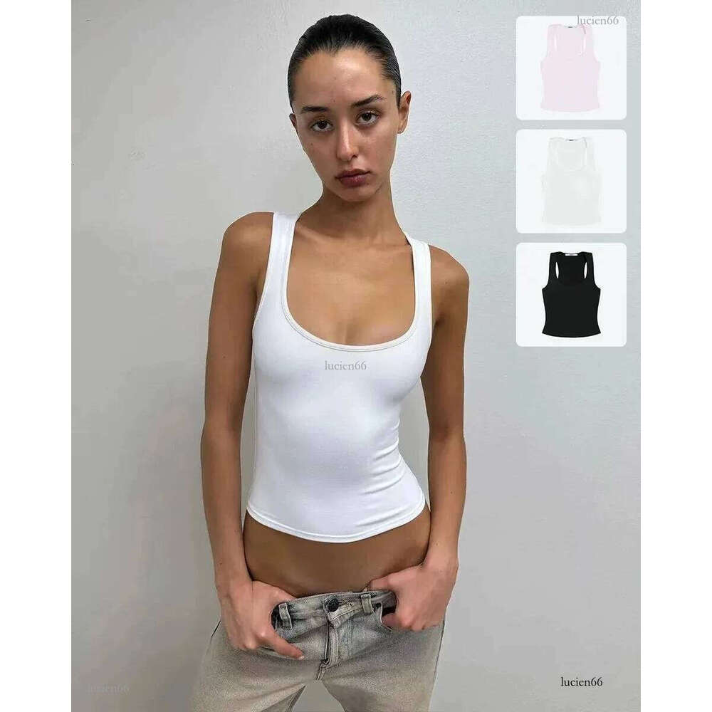 Tank Air Vest Halter Solid Color Black and White Powder Wide Shoulder I-shaped Tank Top Sports Day Wear 241126
