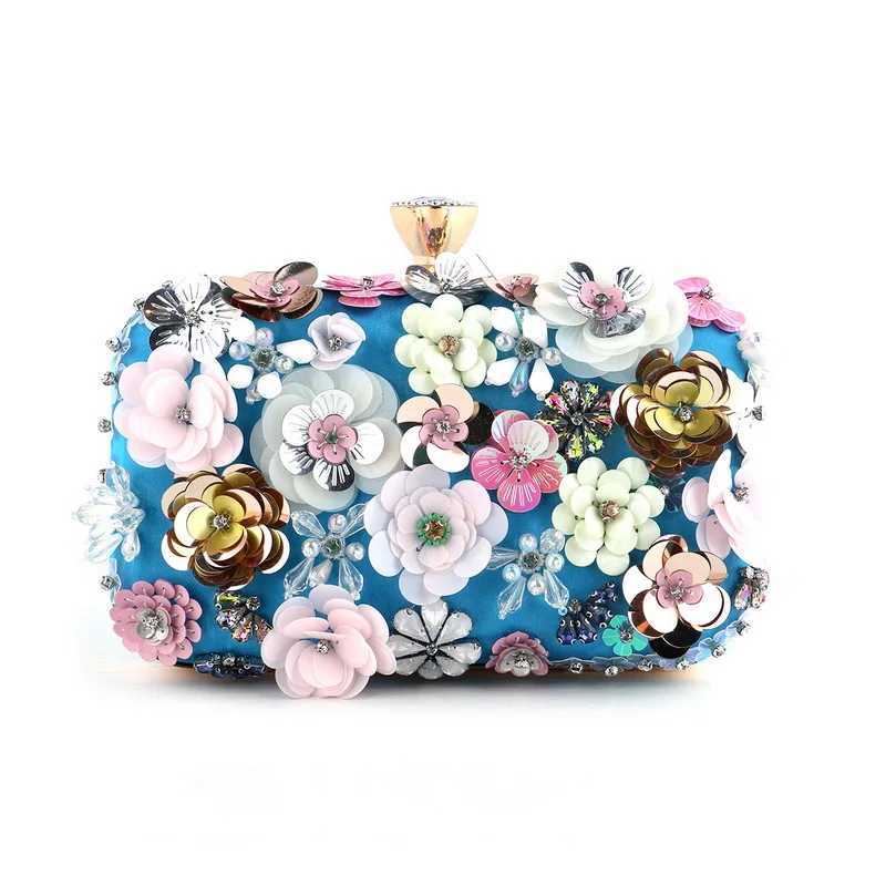 Fashion Women Bags Flower Diamonds Embroidery Small Clutch Lady Handbags Evening Bags New Arrival Chain Shoulder Purse Z250718