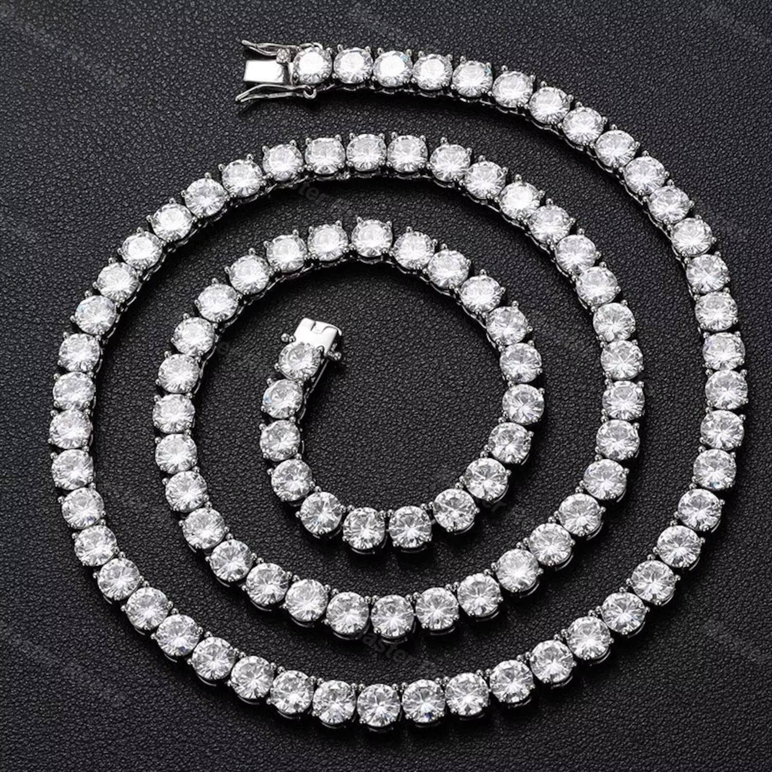 Hip Hop Diamond Necklace Shinning 925 Sterling Silver 6.5mm Flawless D Color VVS Lab Diamond Moissanite Tennis Chain