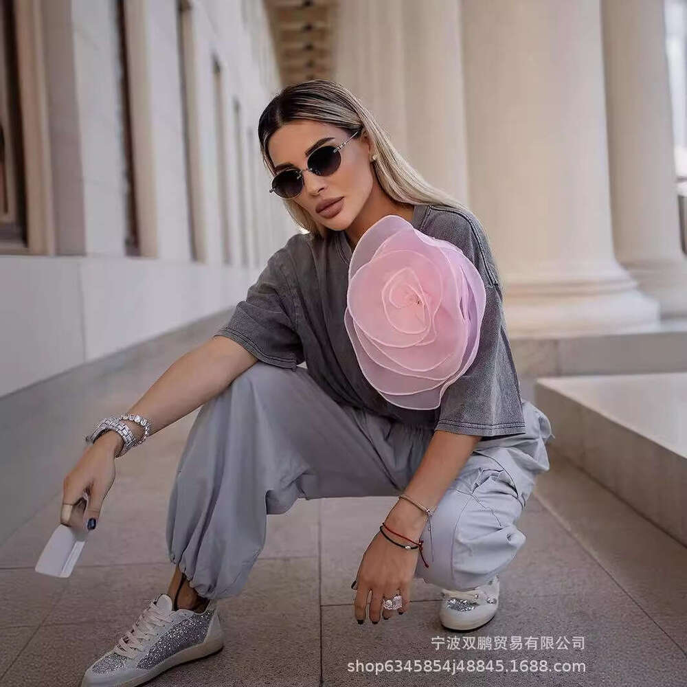 Summer New Washed Wax-Dyed Faded Short-Sleeve Street Style Vintage Cotton T-Shirt For Women B5