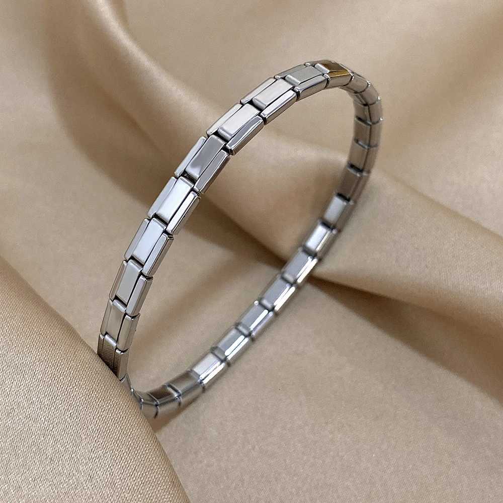 5/10mm Two Tone Titanium Steel Bracelet Men Simple Elastic Metal Stainless Steel Watch Strap Detachable Bangle X250718