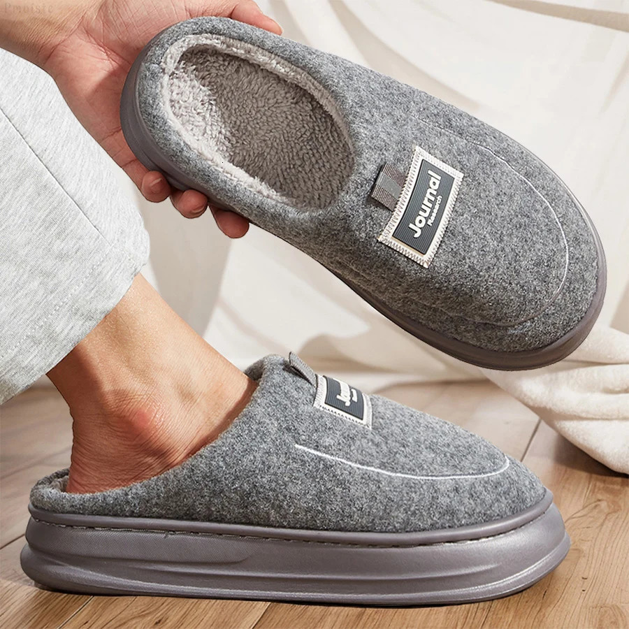 plus size mens house slippers fuzzy comfy memory foam soft couple shoes non-slip winter warm plush slippers 250716