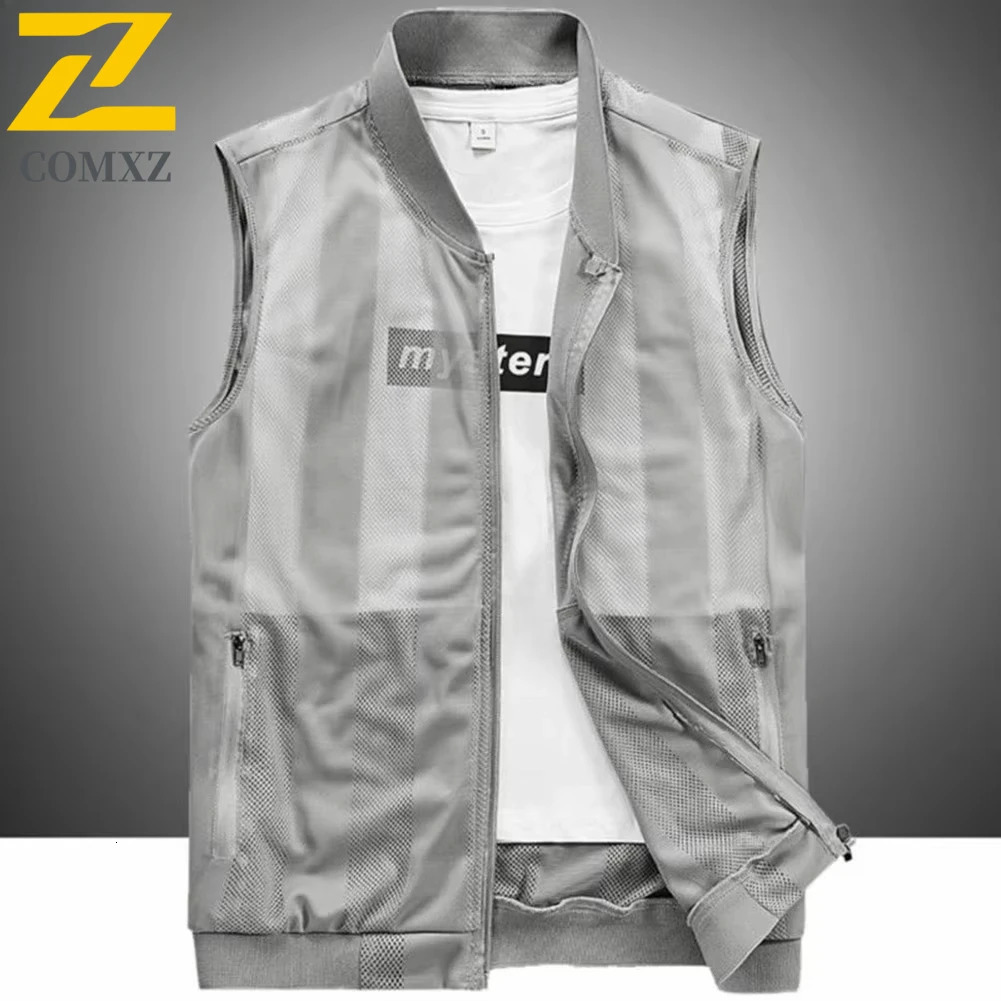 2025 Summer Mesh Vest Mens Casual Comfortable Breathable Quick-drying Sleeveless Jacket Hiking Fishing Polyester Sunscreen Vest 250717