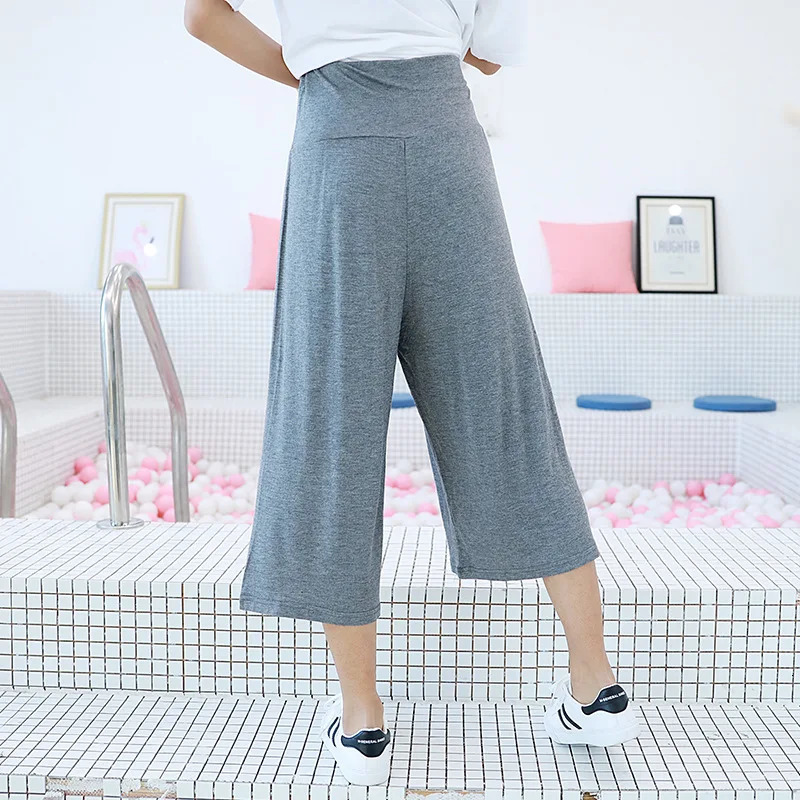 Spring Summer Modal Wide leg pants calf length Loose Casual yoga pant Plus size High Waist three quarter Trousers All match 250714