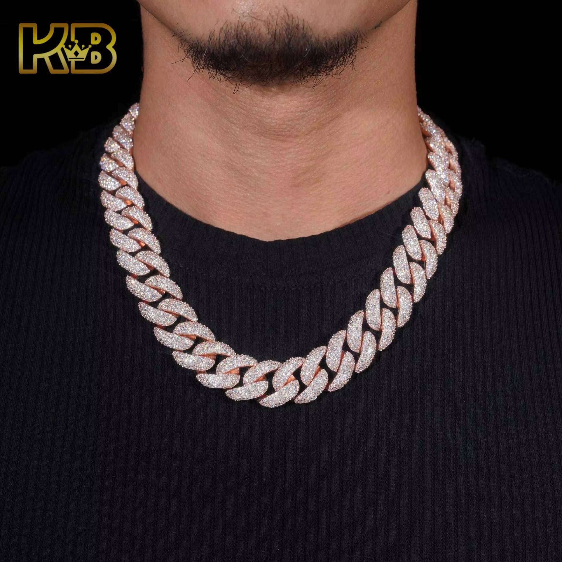 18mm Iced Out Cuban Link Chain Necklace for Men 925 Sterling Silver VVS Moissanite Custom Hip Hop Rapper Jewelry