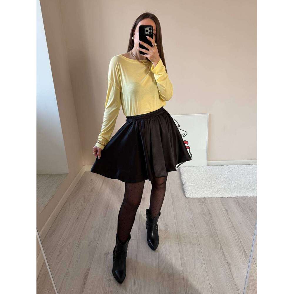 Spring Summer New Satin Short Y2k Elegant Versatile Shiny Pleated Bud Half Skirt Ins Style B5