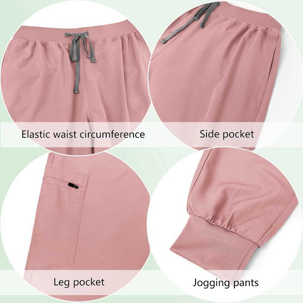 Summer Elastic Anti-wrinkle Surgical Uniform Dentist Clinical Uniform Men Womens Jogger Suit Medical Scrub Top Pant With Pocket Z250718