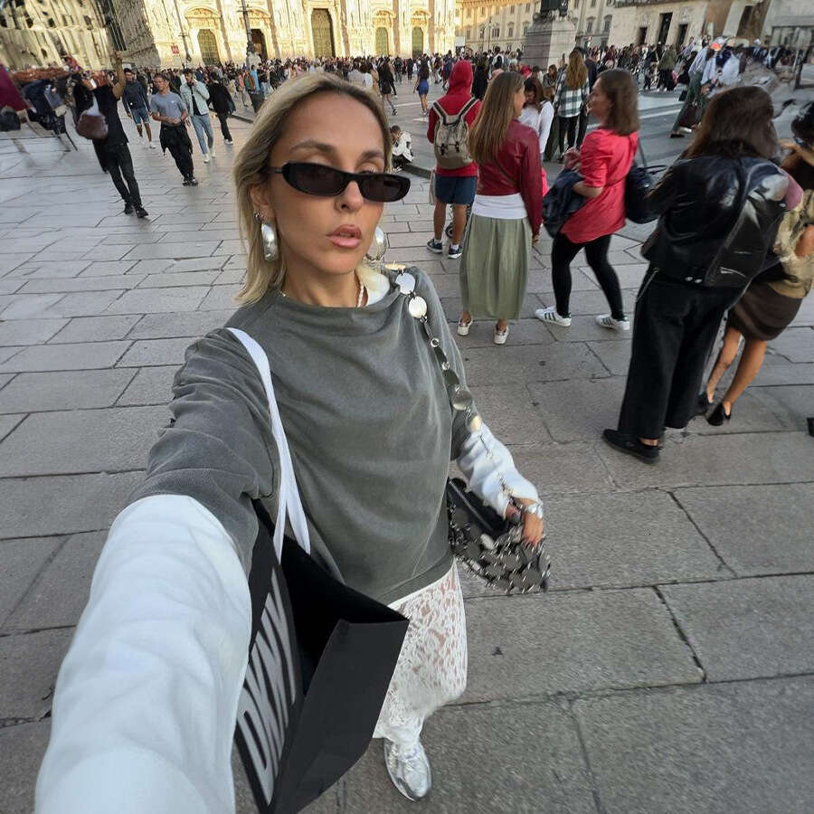 White Summer Street Fashion Jacquard Hollow Back Split Lace Midi Skirt B5