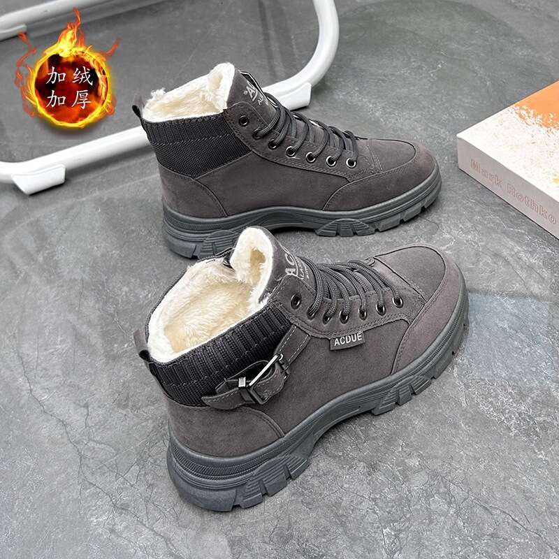 Winter New Martin for Women, Free shipping Round Toe, Thick Free shipping Sole, Fleece Lined, Warm Free shipping Women's Shoes, Belt Buckle, Sued