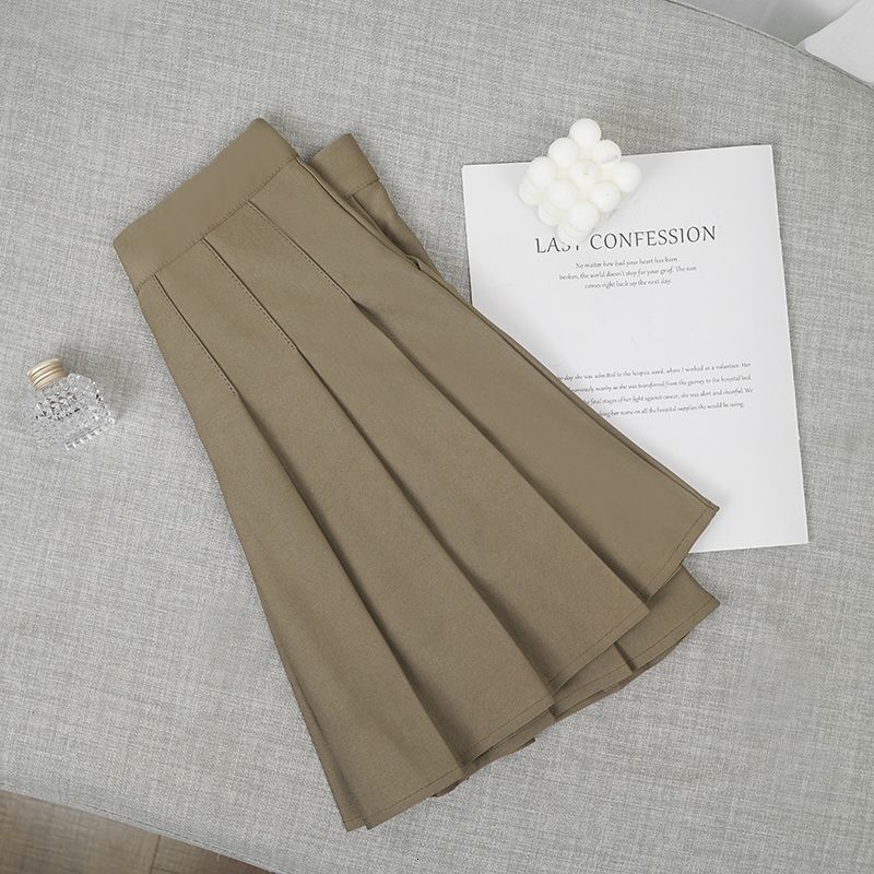 Pleated with Pockets Summer Petite Elastic High Waist Stretch Short for Women Plus Size Slimming Black Midi Skirt