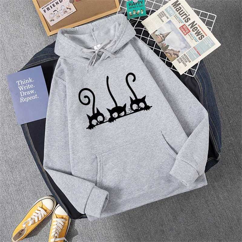 ute Cat Printed Hoodie for Women Al Season Daily Casual Sport Hooded Longsve Pullover Girls Home Outdoor Comfort Sweatshirt XJ250717