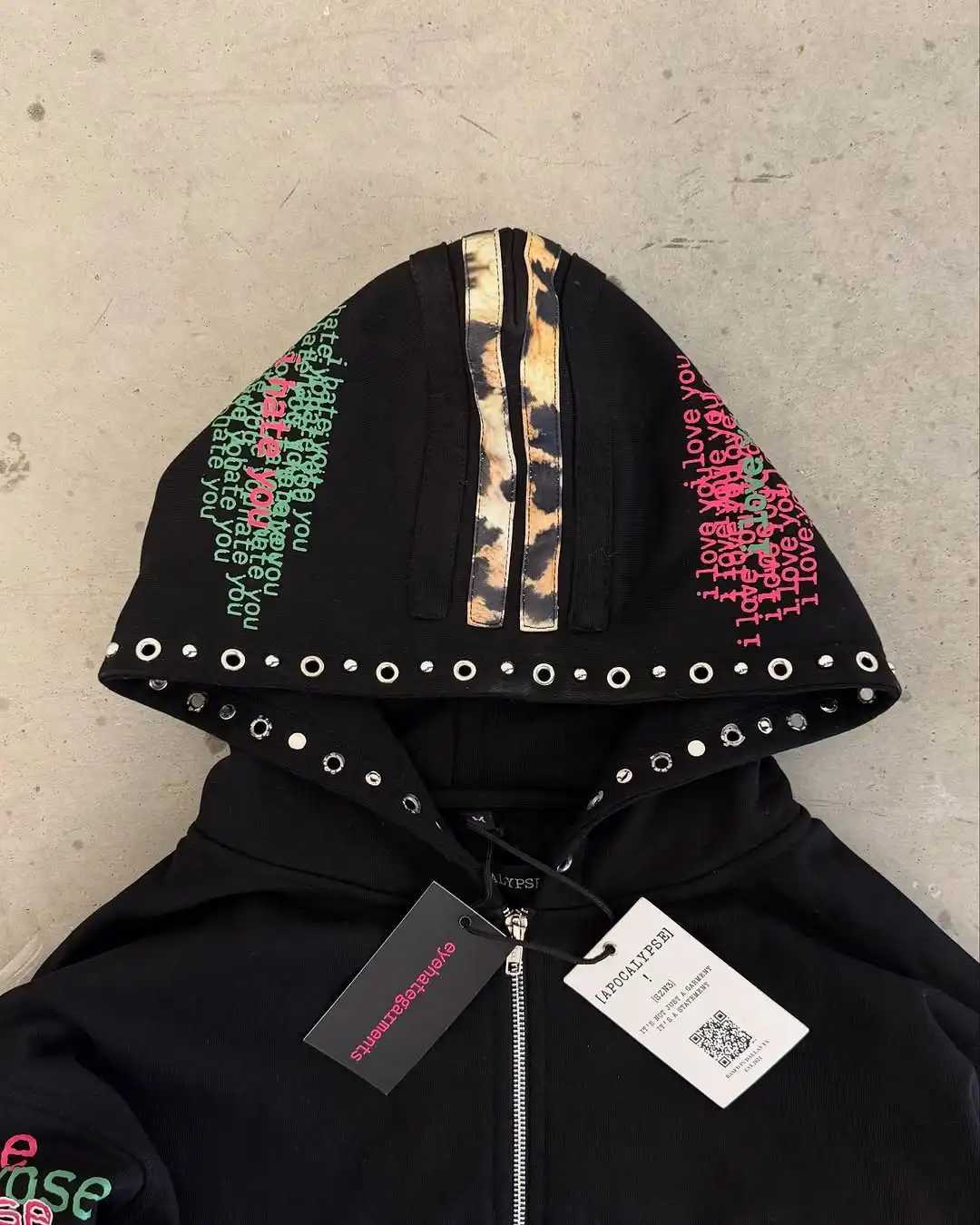 American Hip Hop Zip Up Hoodie Harajuku Fashion Leopard Print Oversized Hoodie Men Women Loose Casual Hoodie Jacket Streetwear X250718