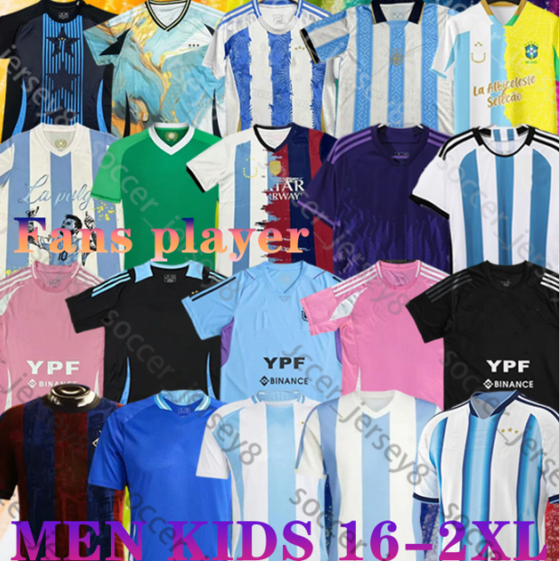 2025 2026 Argentinas World Cup Soccer Jerseys MESSIS 50th 2024 3 Star Fans Player Version MAC ALLISTER DYBALA DI MARIA MARTINEZ DE PAUL Home Men Kids kit Football Shirt