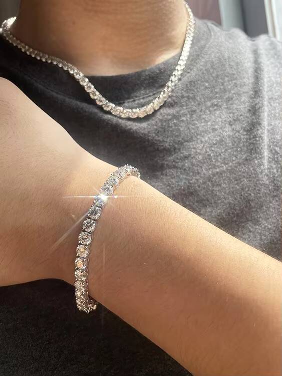 S925 Sterling Silver Mossanite Tennis Bracelet 2mm to 6.5mm Moissanite Tennis Chain for Women Men Jewelry