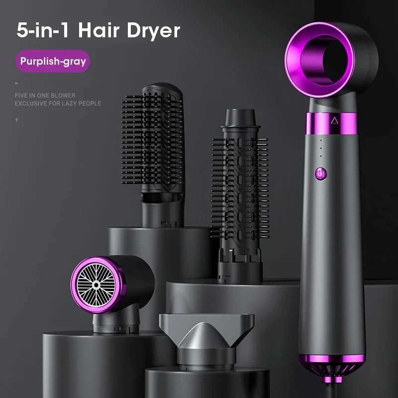 2025 Electric Hair Dryer 5in1 Multifunctional Hair Straightener Negative Ion Hair Care Curler Blow Dryer Styling Set Strong Wind W250718