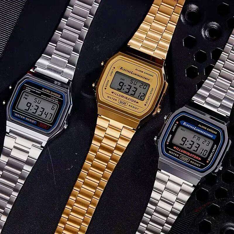 free shipping F91W Stainless Steel Band Waterproof Retro Digital Sports Military Watches Men Women Electronic Wrist Watch Clock free