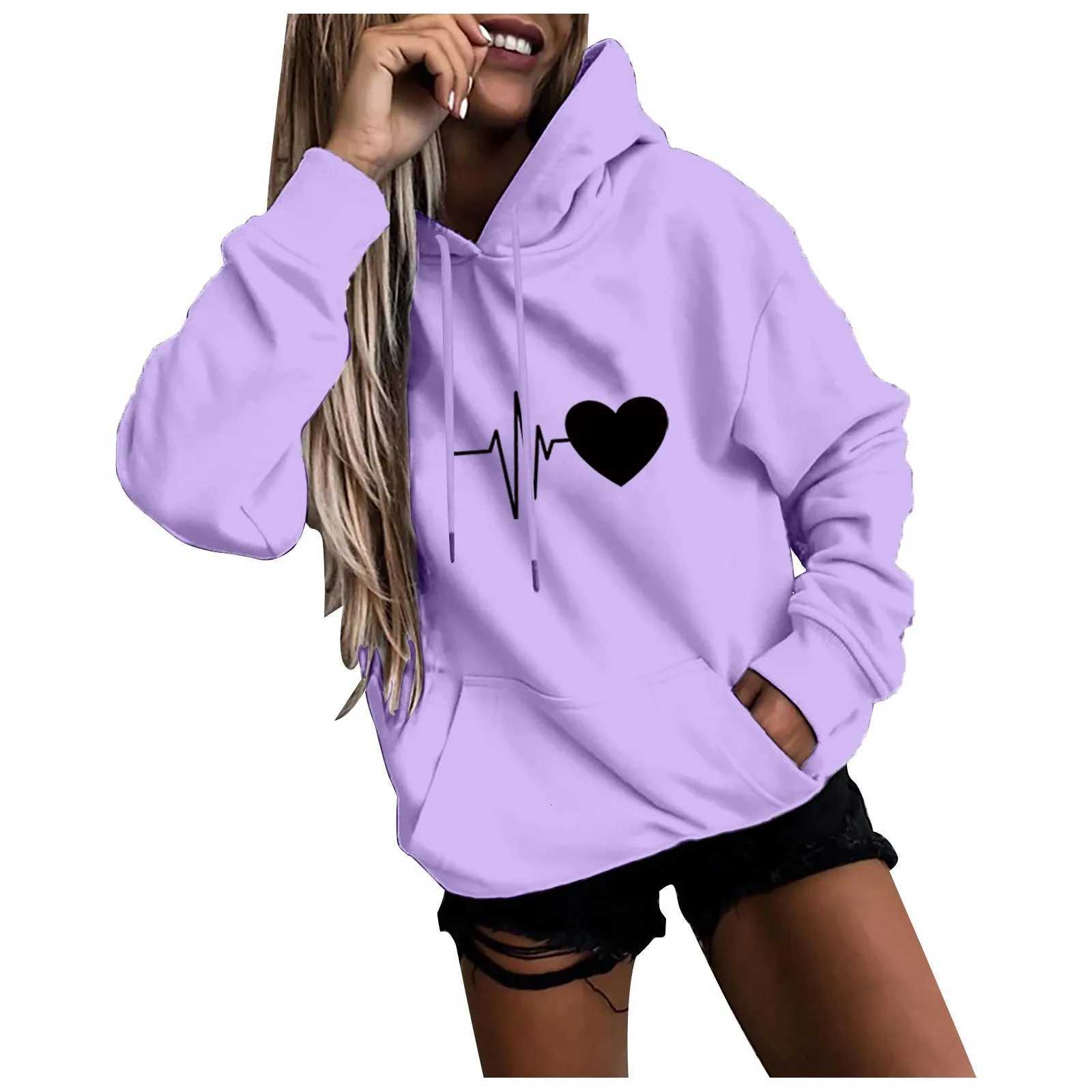 2023 Womens Hoodies Tops Long Sleeve Sports Blouse Spring Fashion Fun Print Sweatshirts Solid Casual Loose Hooded Sweatshirt XJ250717