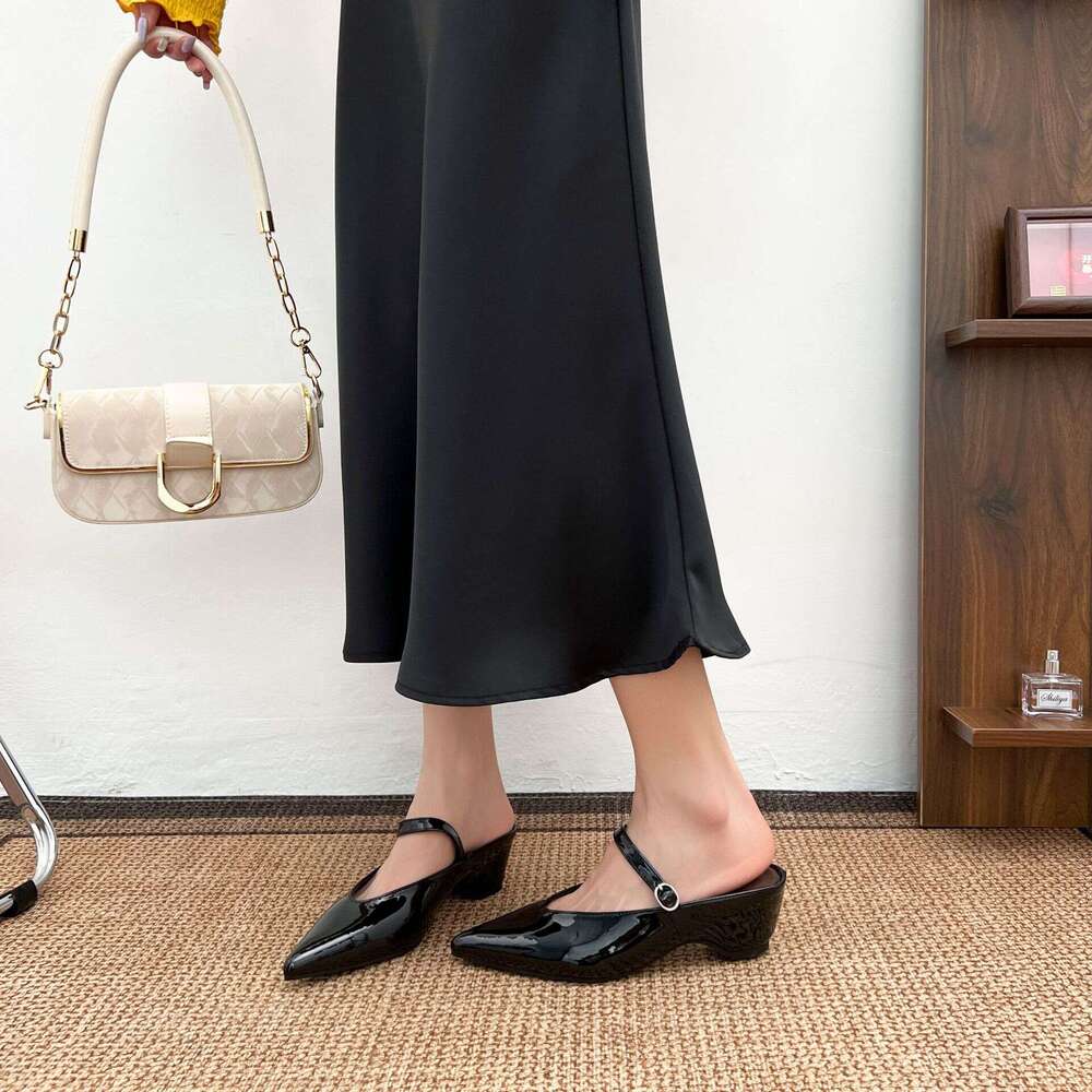 Summer 2025 Petite Platform Height-Increasing Single Shoes for Women Outdoor Wear High-End Feel Half-Slip Mules Versatile