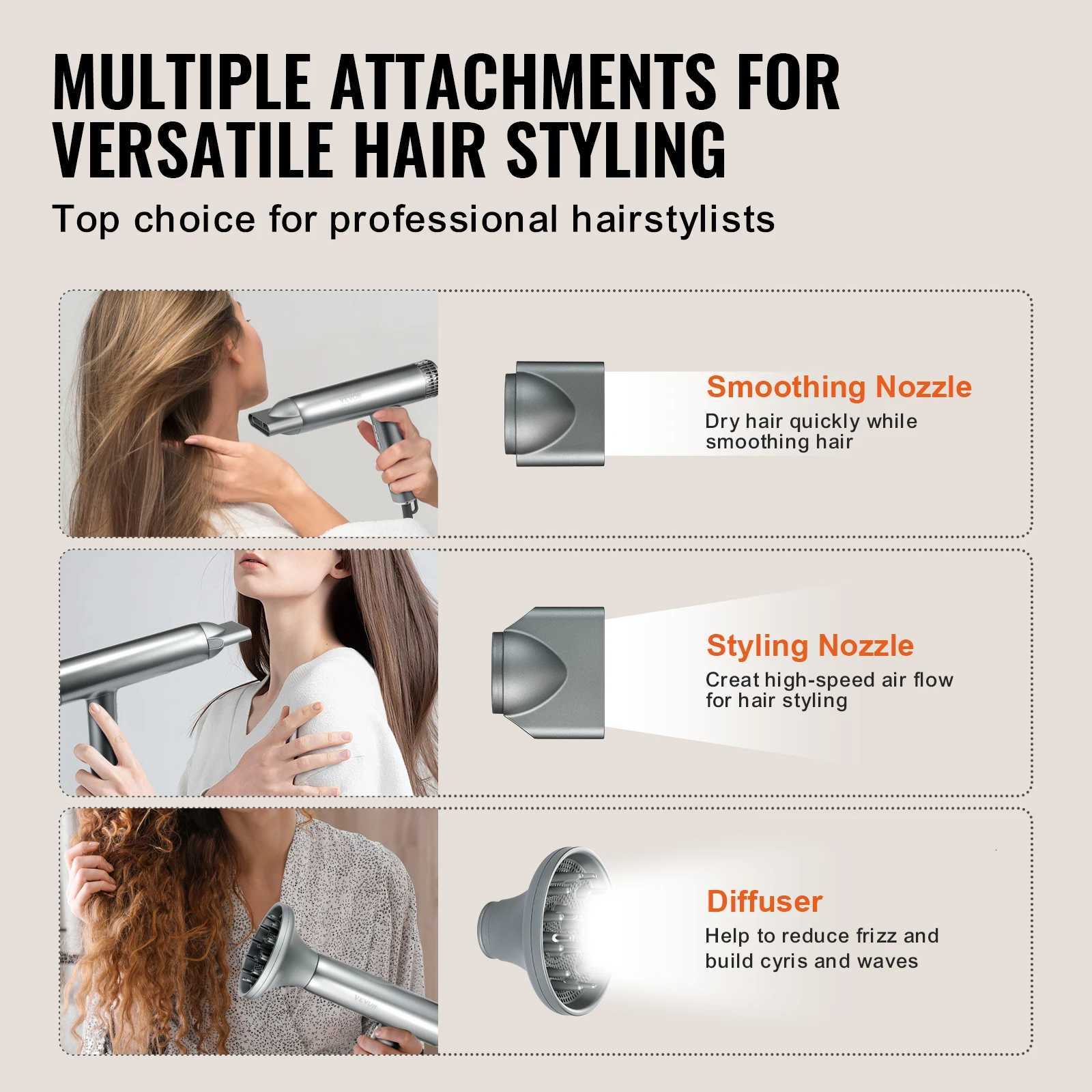 VEVOR Professional Hair Dryer with 3 Million Negative Ions 98000RPM High-Speed Brushless Motor Hair Dryers for Home and Travel W250718