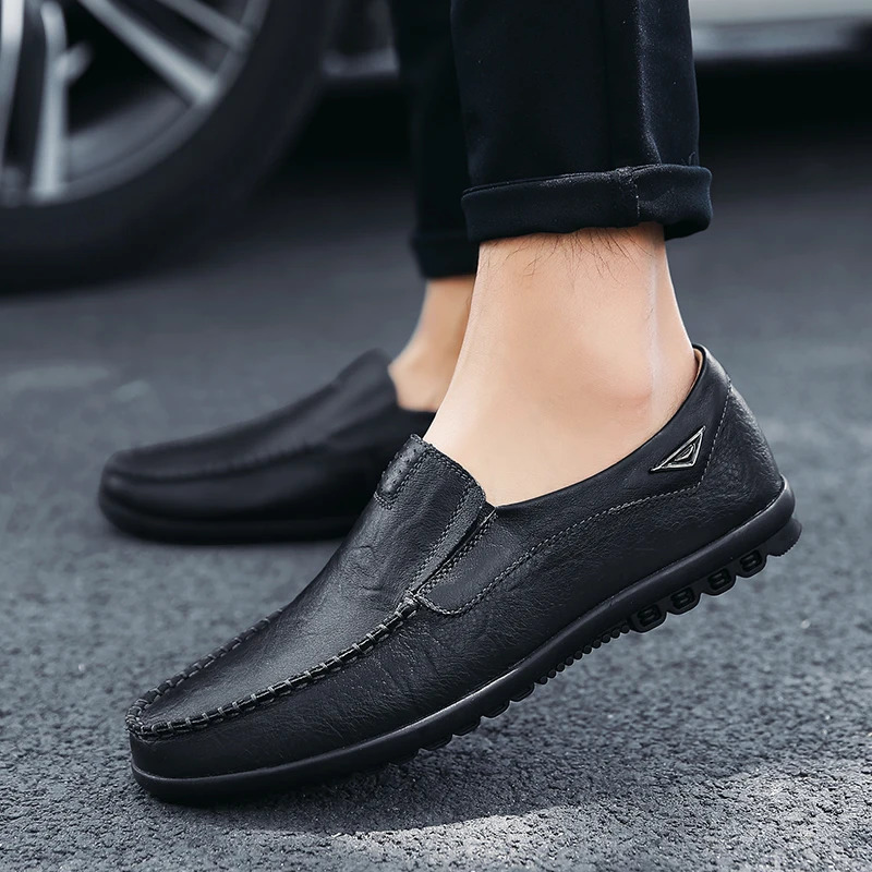 LETCOMFIT Mens Casual Loafers Solid SlipOn Leather Business Oxfords Comfort Low Top Middle Aged Footwear All Season Wear 250717