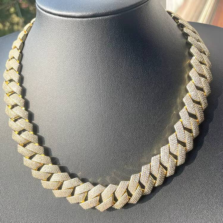 4Rows Heavy Silver Chain 925 Sterling Silver Fine Jewelry Cuban Chain VVS Moissanite Stone with Diamond Tester Pass Necklace