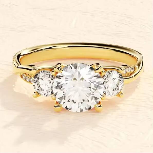 High Quality Jewelry Female Engagement Wedding Diamond Ring Moissanite Ring 925 Sterling Silver Gold Plated Rings for Girls