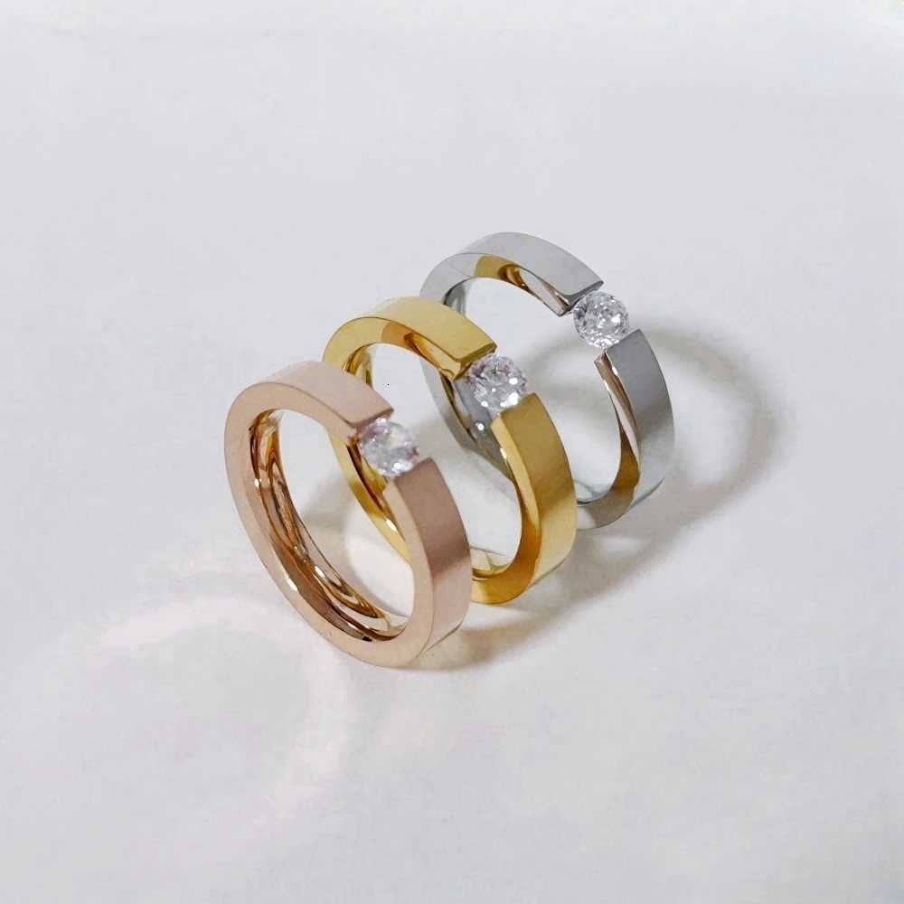 4mm Stainless Steel Gold/Silver Color Zirconia Finger Rings for Men Size 5-10 Wedding Band Engagement Jewelry Gifts X250718