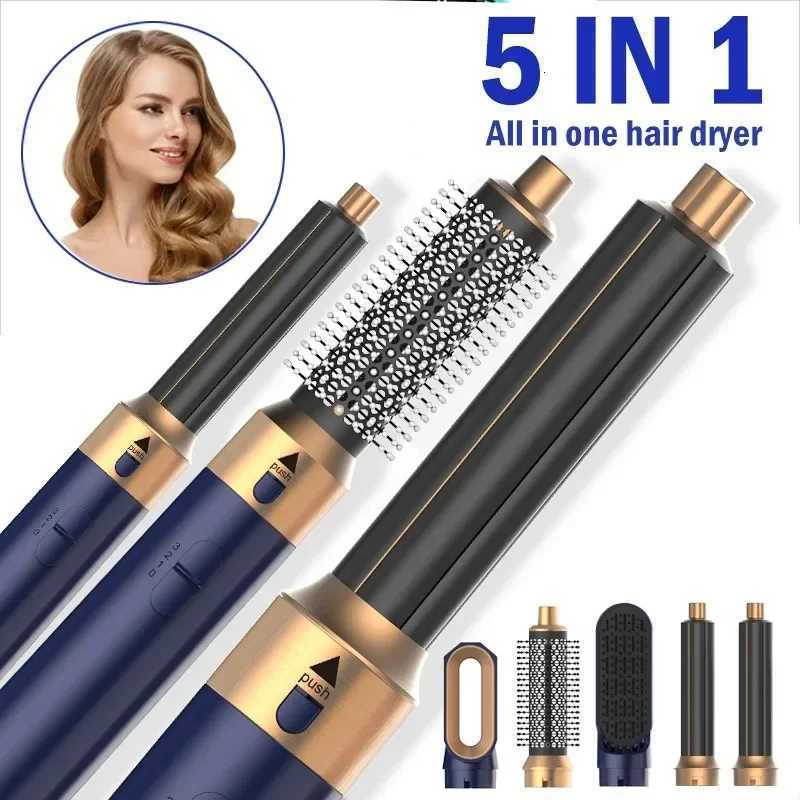 Professional 5 in 1 Negative Ions Hair Dryer Curling Iron Hair Straightener Hot Comb Set Multi-Styling Tool Blow Dryer Household W250718