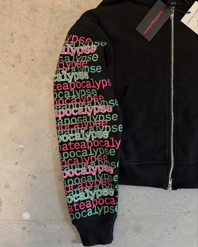 100% Cotton Hoodie Hip Hop Zip Up Hoodie Harajuku Fashion Leopard Print Loose Hoodie Mens Clothing Casual Jacket Streetwear X250718