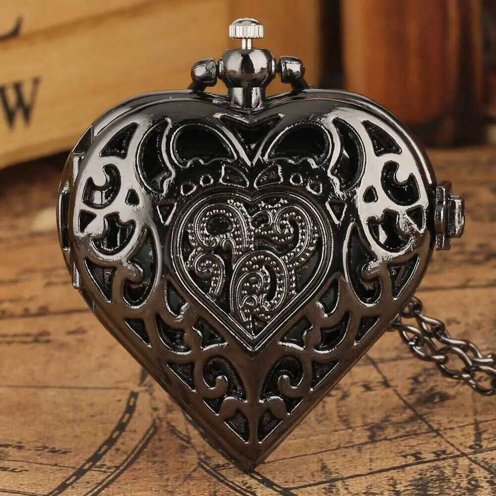free shipping Stylish romantic heart-shaped dia quartz women's necklace pocket watch souvenir gift for girls free shipping