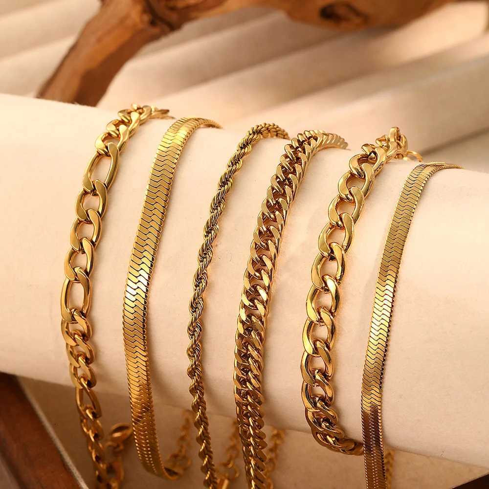 DOTIFI Stainless Steel Boho Chain Bracelets Set for Women Vintage Punk Gold Color Adjustable Cuban Link Bracelet Fashion Jewelry X2507181