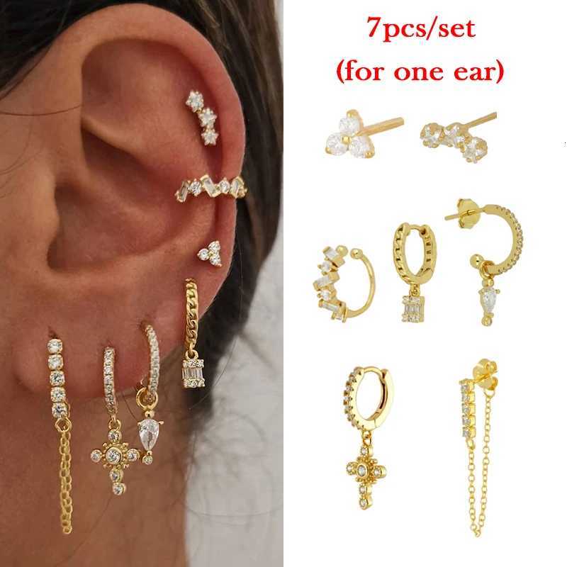 100 Gold Plated Earrings Set for Women Boho Zircon Womens Clip Stud Hoop Drop Dangle Earrings 2022 Fashion Jewelry X250718