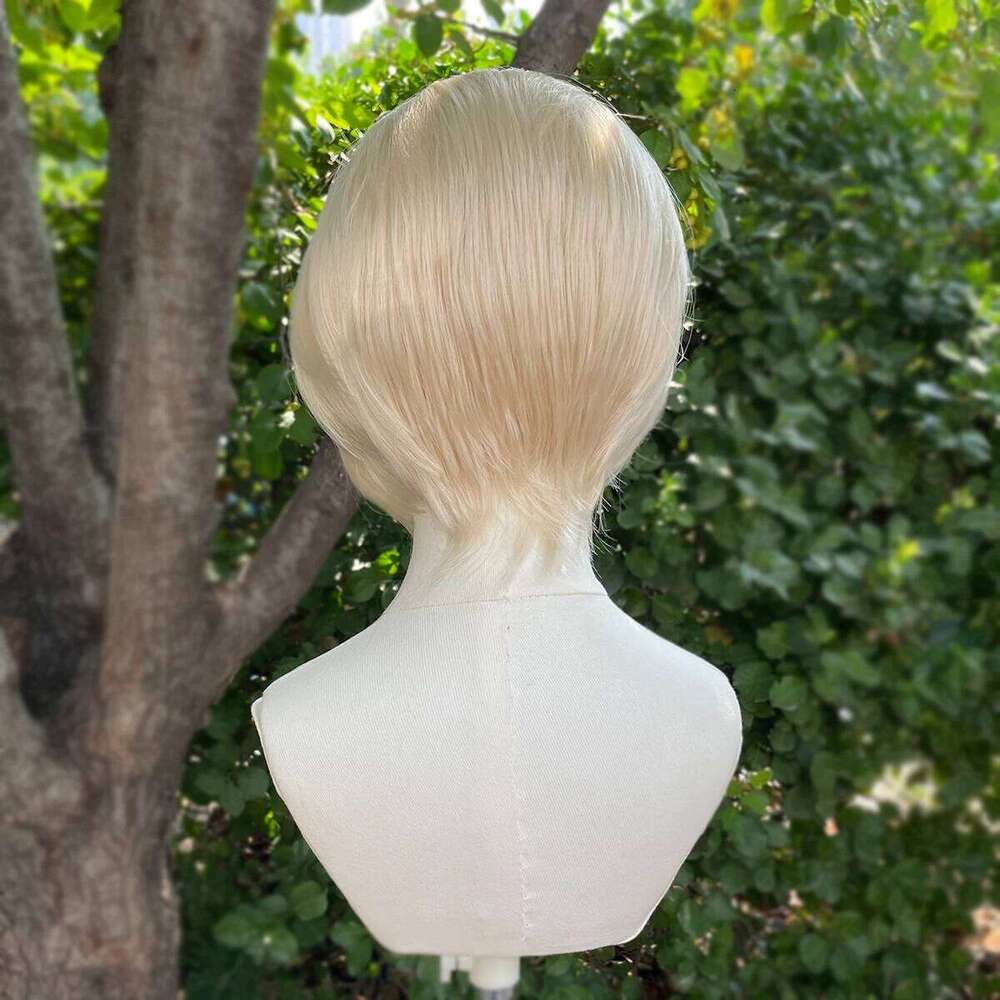Blonde Men Short Bob Cut Synthetic Hair 13X4 Lace Front Wigs For Women Free Part Natural Hairline 150%