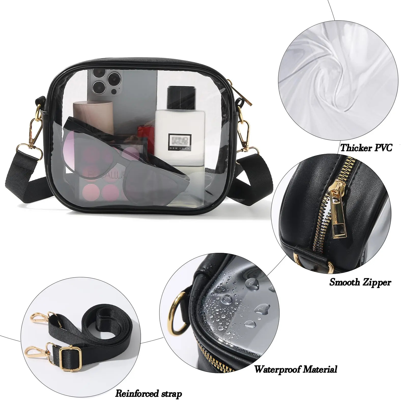 Clear Bag Stadium Approved Crossbody Transparent Bag for Concerts Sports Events Purses for Men Women 250714