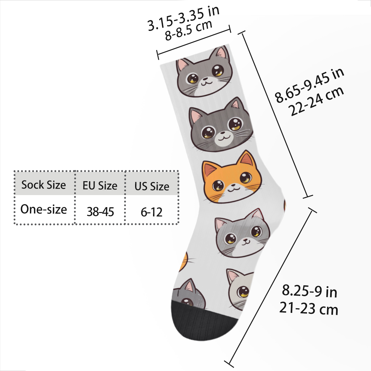 Cute Cat nisex Tube Socks Trendy Feline - Love Vibes C059socks