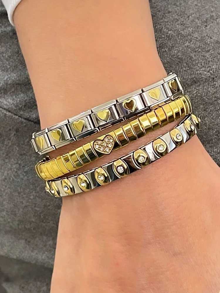 AENSOA Vintage Elasticity Stainless Steel Bangles Bracelet for Women Classic Square Adjustable Wristband Waterproof Bangle X250718