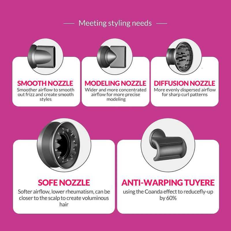 Diffuser Hairdryer 100v Blow Hair Dryer Professional Powerful Air Blower With Nozzles 5 in 1 Blowdryer Ceramic Cabello . W250718