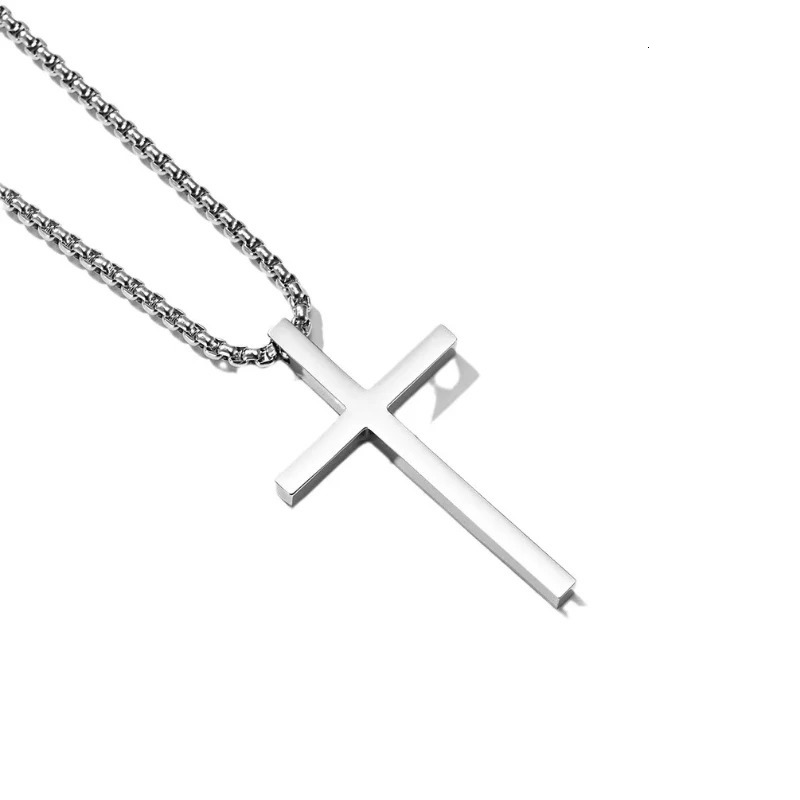 2025 autumn and winter sweater chain high quality steel cross necklace Luster niche personality male and female ce 250717