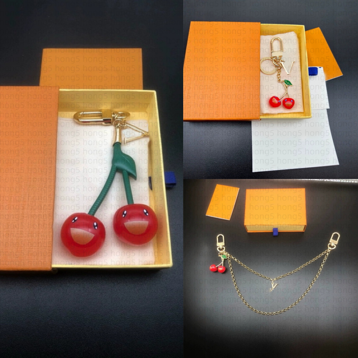 Murakami cherry bag charm designer keychain wallet designer key chain metal luxury keyring for women handbag letter flower pendant charms fashion vintage lovely Q2