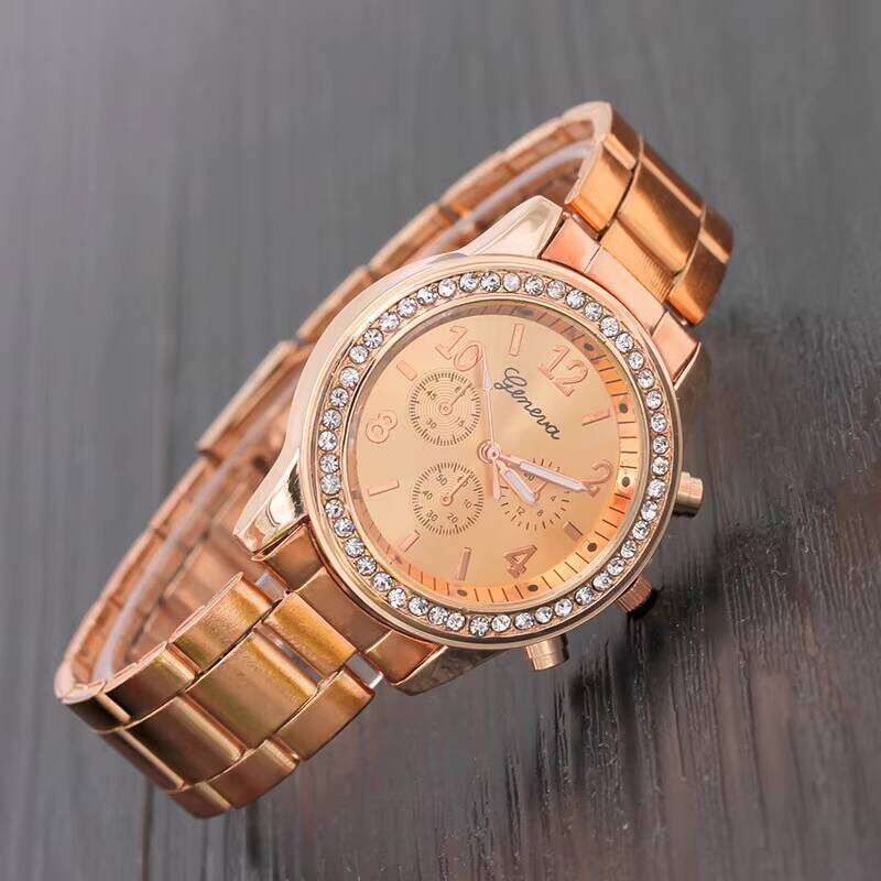 Geneva Style Quartz Watch - 37mm Stainless Steel Women's Diamond Watch | Luxury Gold/Silver/Rose Gold Dress Watch with Crystal Accents