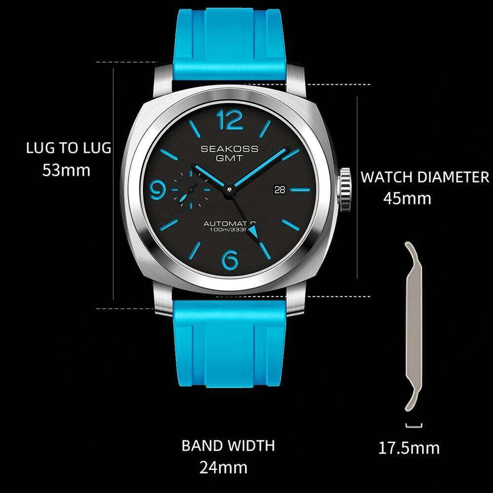 SEAKOSS GMT Super Luminous Diving Automatic Mechanical Watch Men 10ATM 1963 Original 2557 Movement Calendar Sapphire Wristwatch free shipping